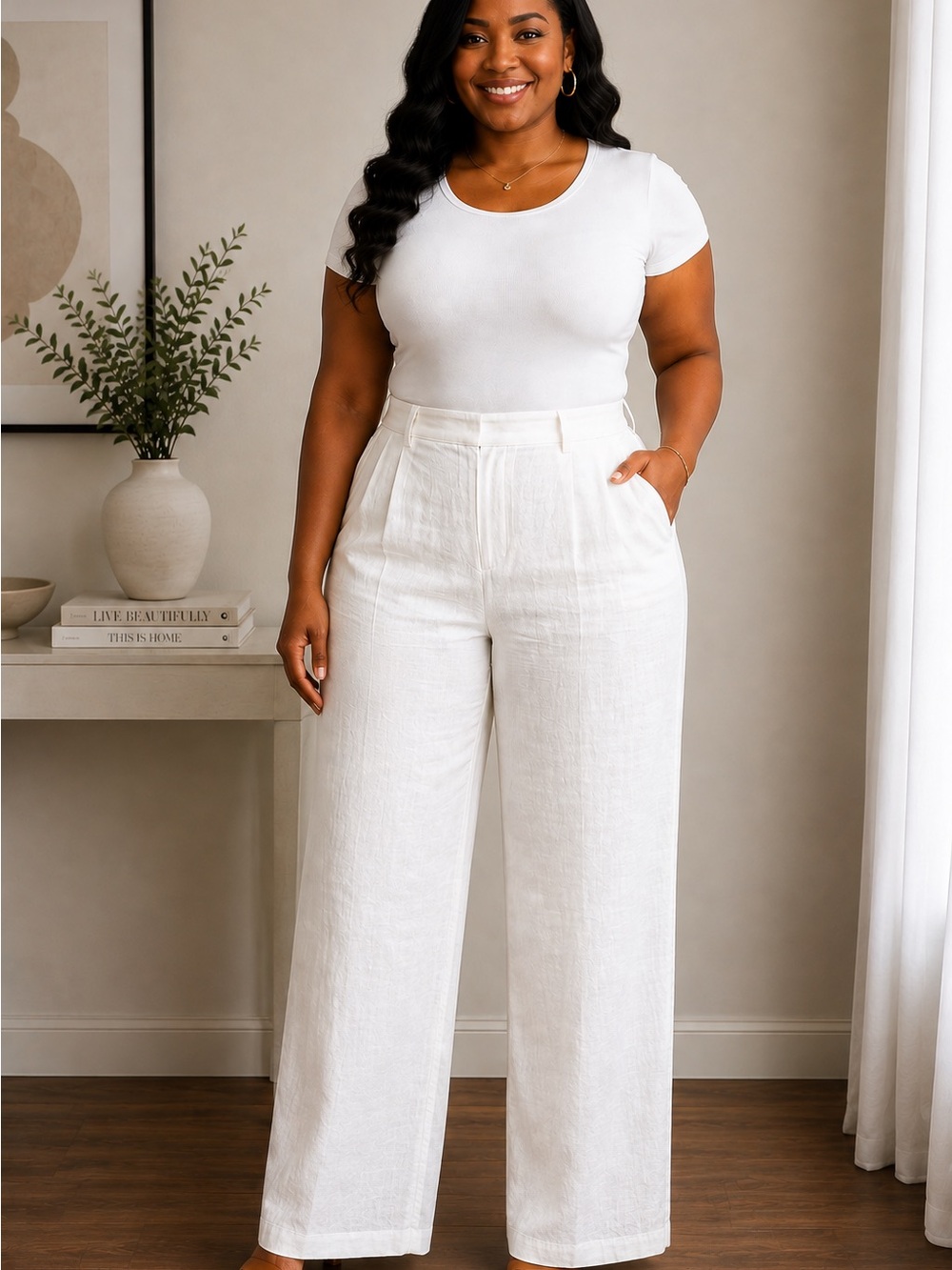 LOFT White Straight-Leg Dress Pants